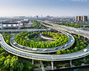 an aerial view of a highway