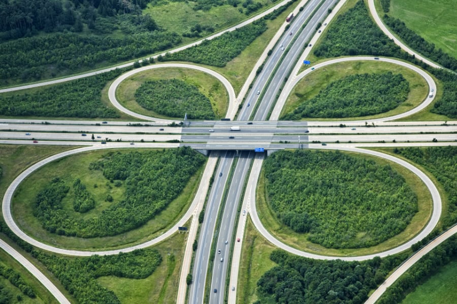 Aerial view of highway | Bentley Systems | Infrastructure Engineering Software Company Aerial view of highway