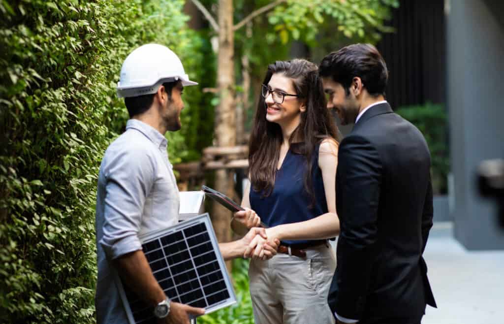 three people talking | Bentley Systems | Infrastructure Engineering Software Company three people talking