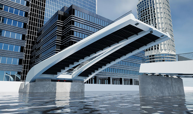 An image of the Arcadis’ South Dock Bridge over a river