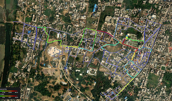 A satellite image of the city of Ayodhya