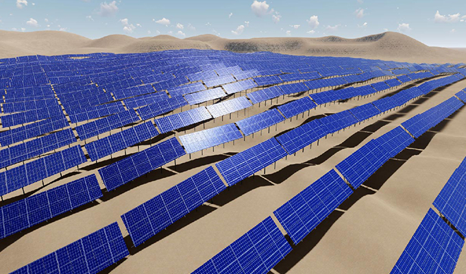 Solar panels in the desert.