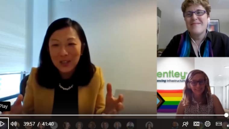 Three women on a virtual meeting