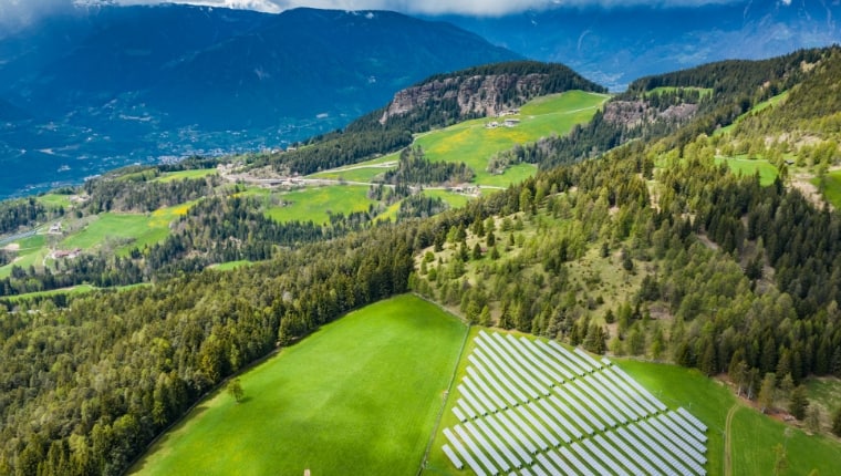 mountains with solar field