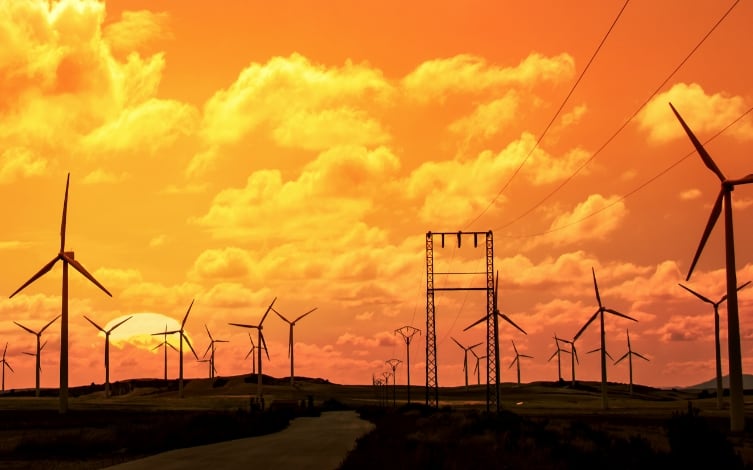 wind farm and power lines