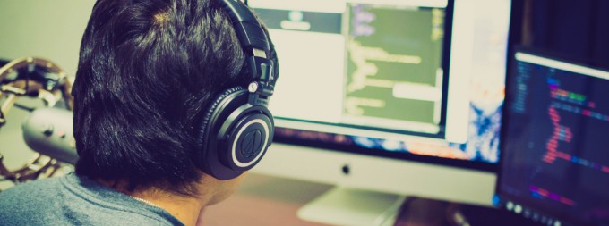 man working at computer