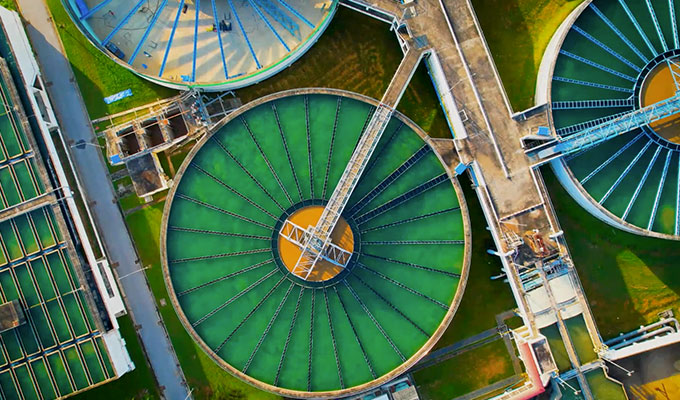 aerial view of water treatment plant