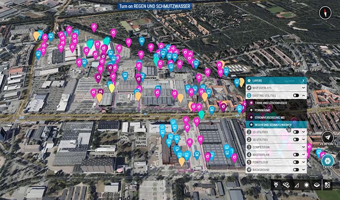 Software Screenshot Visualization of City Locations and critical infrastructure Points | Bentley Systems | Infrastructure Engineering Software Company Software Screenshot Visualization of City Locations and critical infrastructure Points