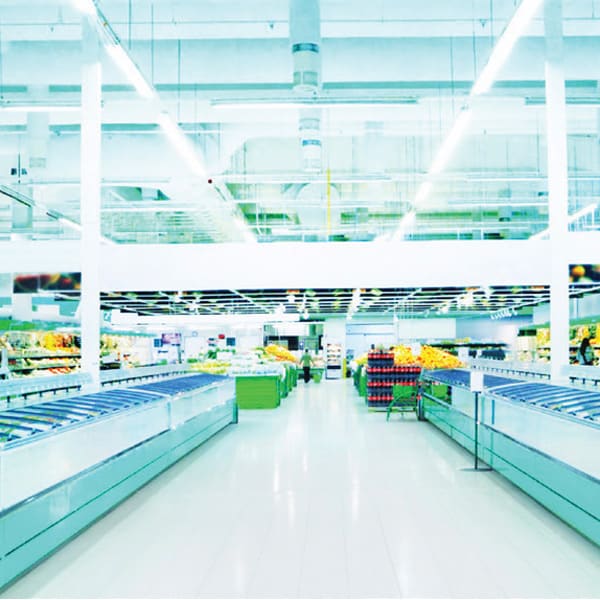 inside of bright grocery store