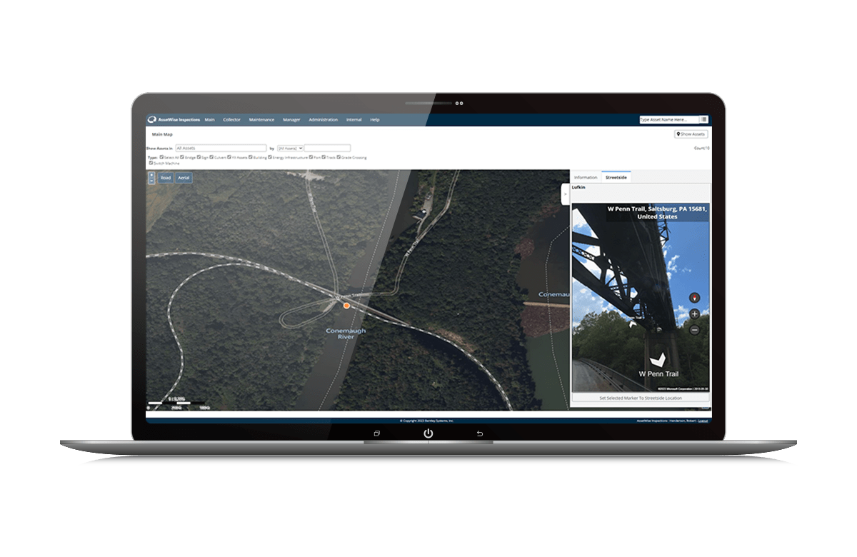 assetwise actionable inspections software mockup in laptop screen