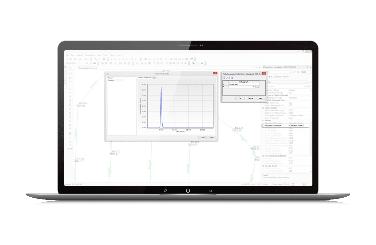 OpenFlows CivilStorm Computer Software Screen Mockup
