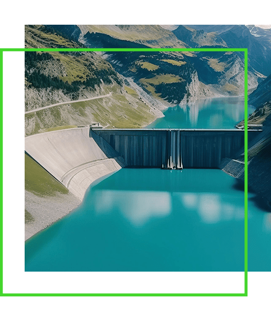 dam in the middle of lake with mountains surrounding it on all sides | Bentley Systems | Infrastructure Engineering Software Company dam in the middle of lake with mountains surrounding it on all sides