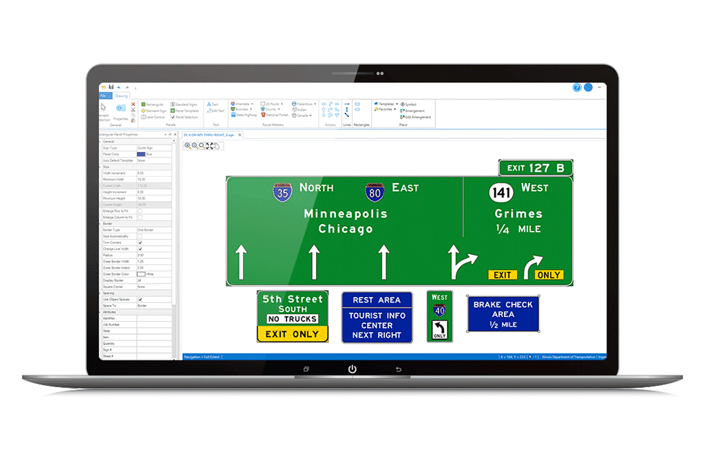 Screen of OpenRoads SignCAD