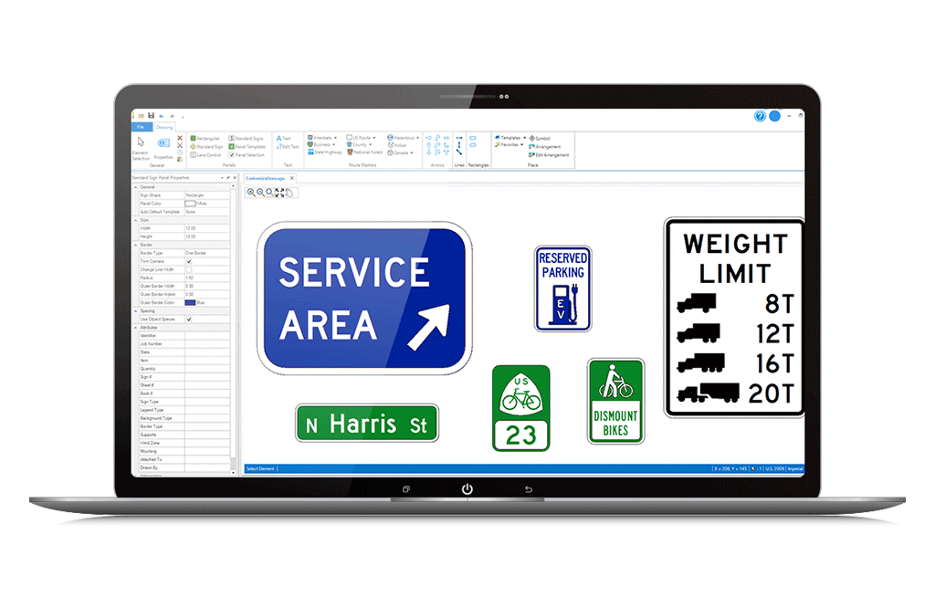 OpenRoads SignCAD detail screen
