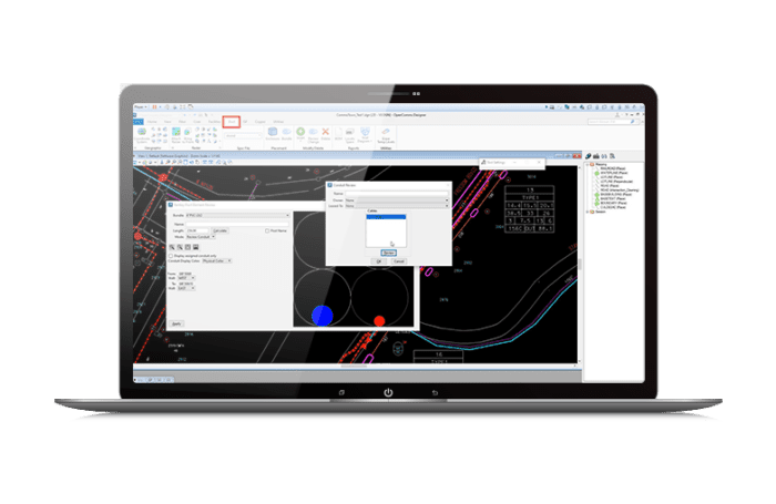 Computer screen of OpenComms Designer showing model