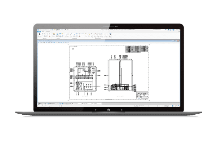 Computer screen of OpenPlant Orthographics Manager showing plant documentation