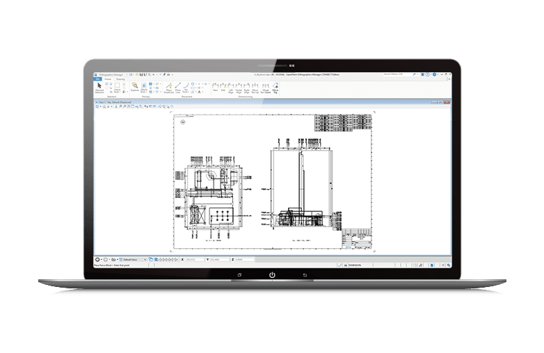 Computer screen of OpenPlant Orthographics Manager showing plant documentation