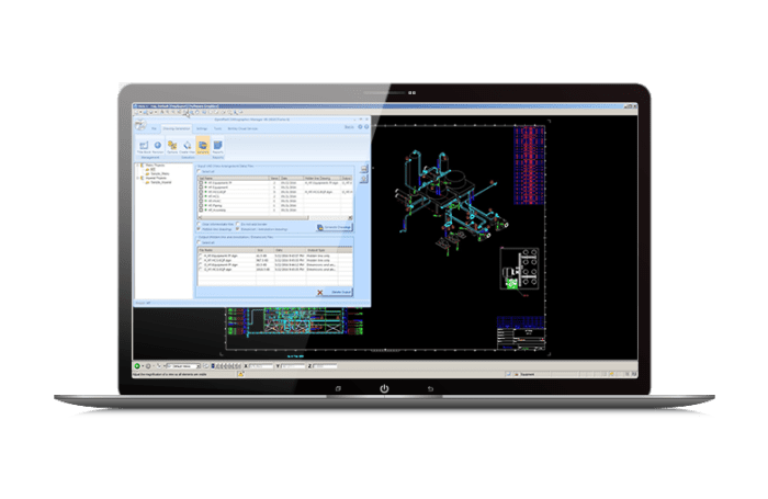 Computer screen of OpenPlant Orthographics Manager showing details of a 3D model