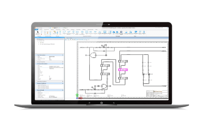 Computer screen of OpenPlant PID showing pipe information