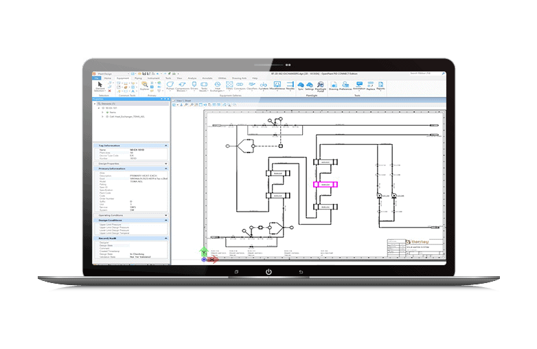 Computer screen of OpenPlant PID showing pipe information