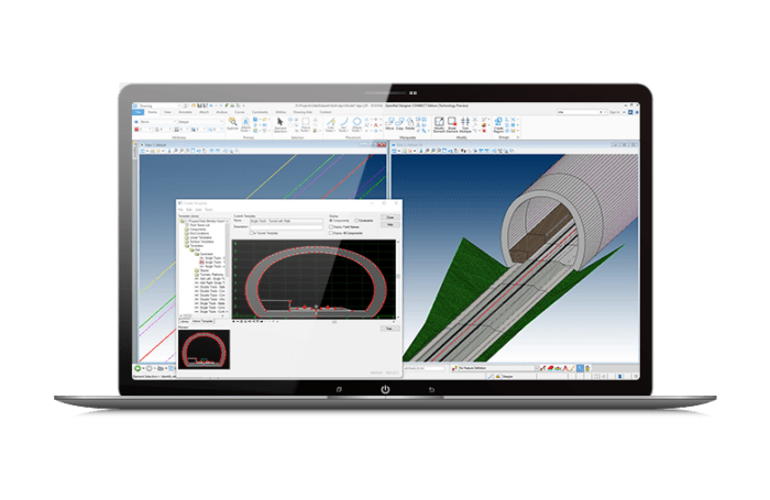 OpenRail Designer screen displaying corridor design