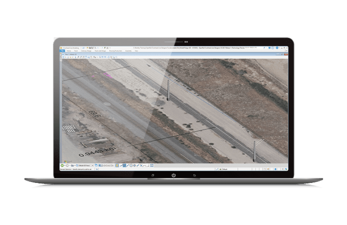 OpenRail Overhead Line Designer screen showing data integration