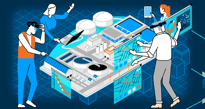 illustration of people working on building project together