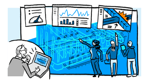 illustration of people working on piping project together