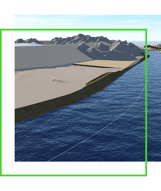 A 3d rendering of a large body of water. | Bentley Systems | Infrastructure Engineering Software Company A 3d rendering of a large body of water.