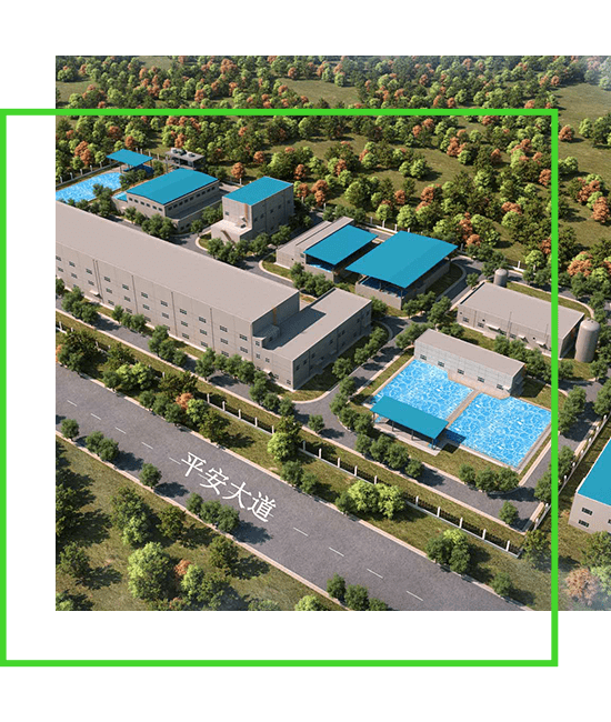 A computer rendering of an aerial view of a factory with a swimming pool. | Bentley Systems | Infrastructure Engineering Software Company A computer rendering of an aerial view of a factory with a swimming pool.