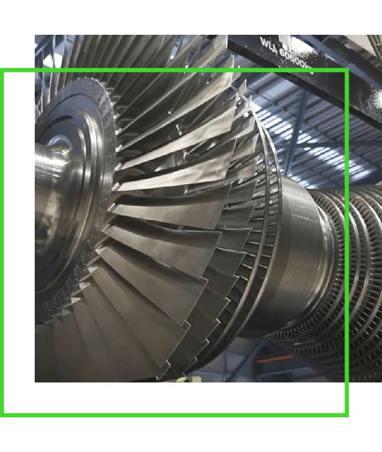 An image of a turbine engine in a factory. | Bentley Systems | Infrastructure Engineering Software Company An image of a turbine engine in a factory.
