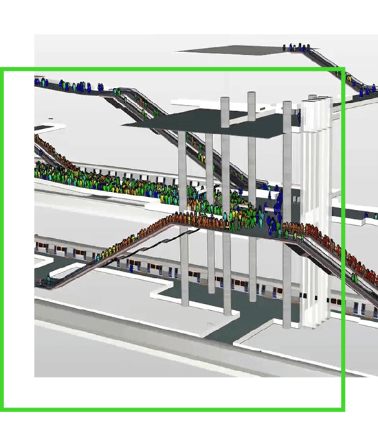 A 3d model of a train station with people on it. | Bentley Systems | Infrastructure Engineering Software Company A 3d model of a train station with people on it.