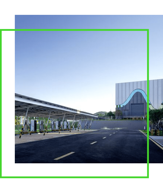 An artist's rendering of a parking lot with a building in the background. | Bentley Systems | Infrastructure Engineering Software Company An artist's rendering of a parking lot with a building in the background.