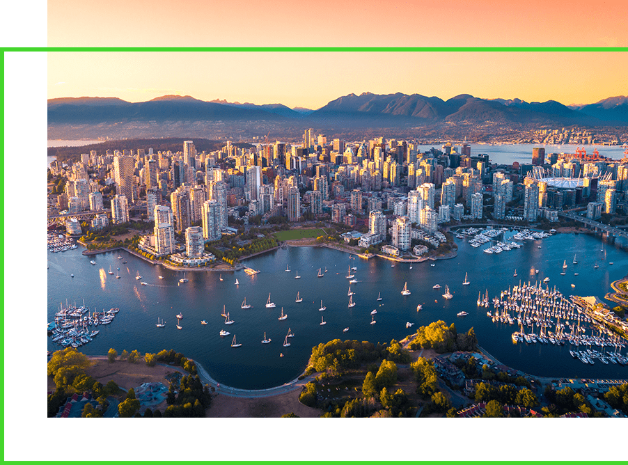 An aerial view of the city of vancouver.