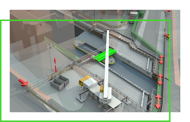 software rendering of a new bridge and street