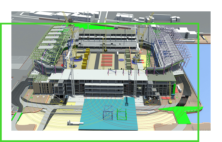 computer generated rendering of new stadium structure