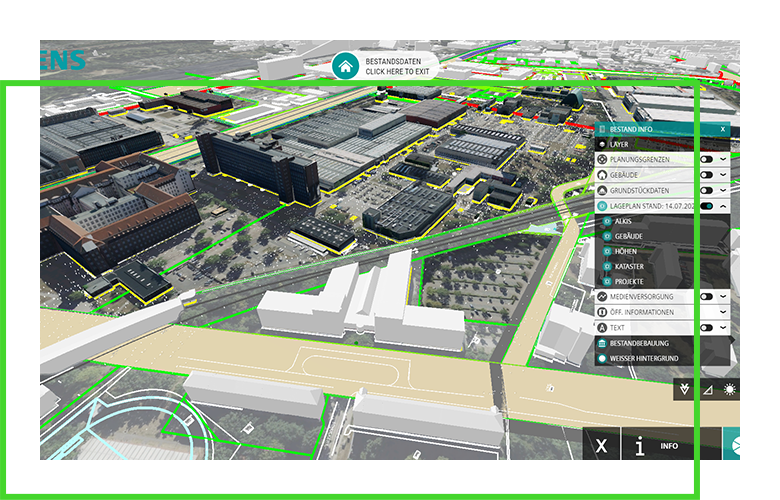 computer generated rendering of a new building complex in a city
