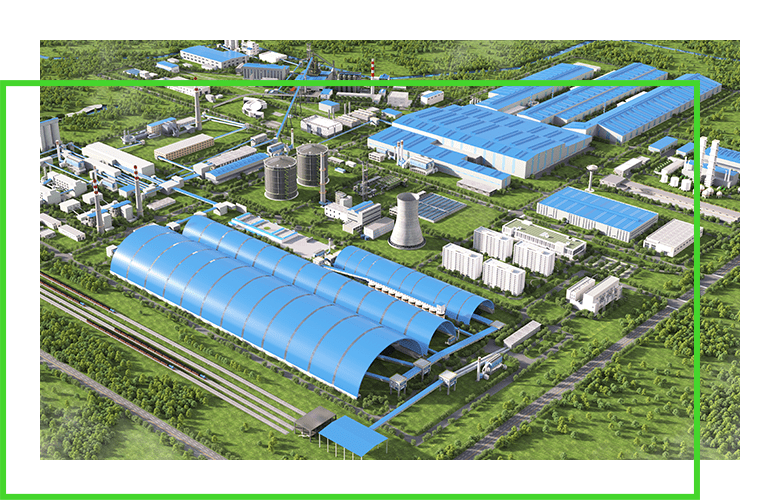computer generated rendering of process and power generation plant
