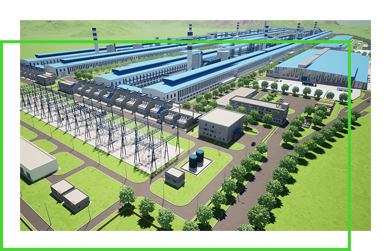 computer generated rendering of power generation plant