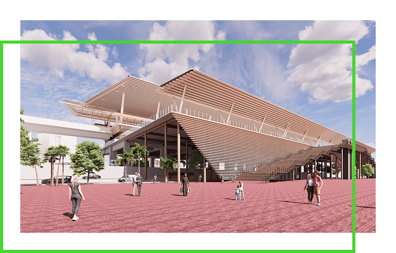 computer generated rendering of a new structural building