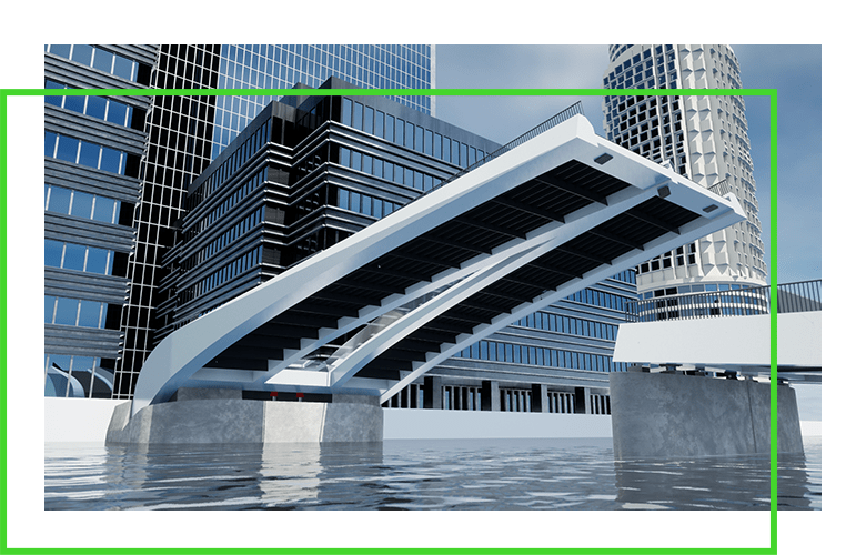 computer generated rendering of bridge