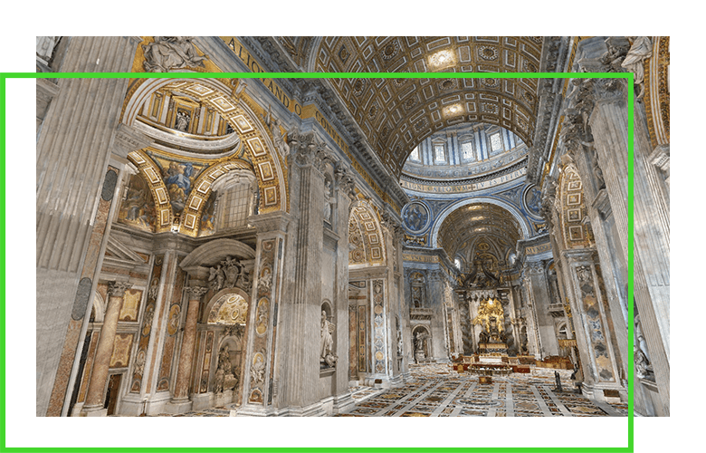 computer generated rendering of inside of a temple