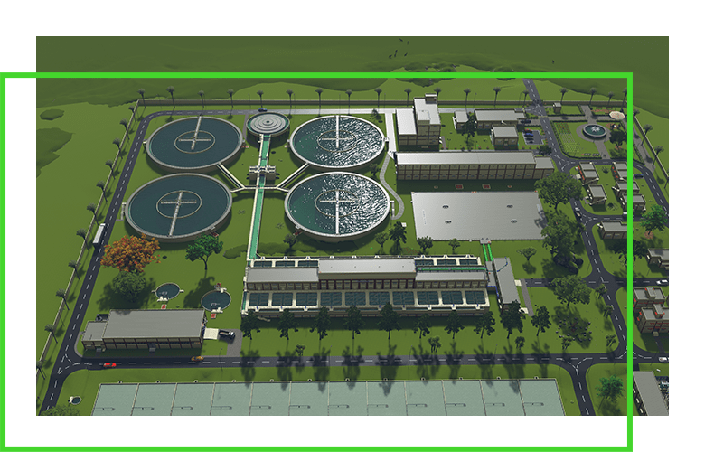 computer generated rendering of wastewater plant